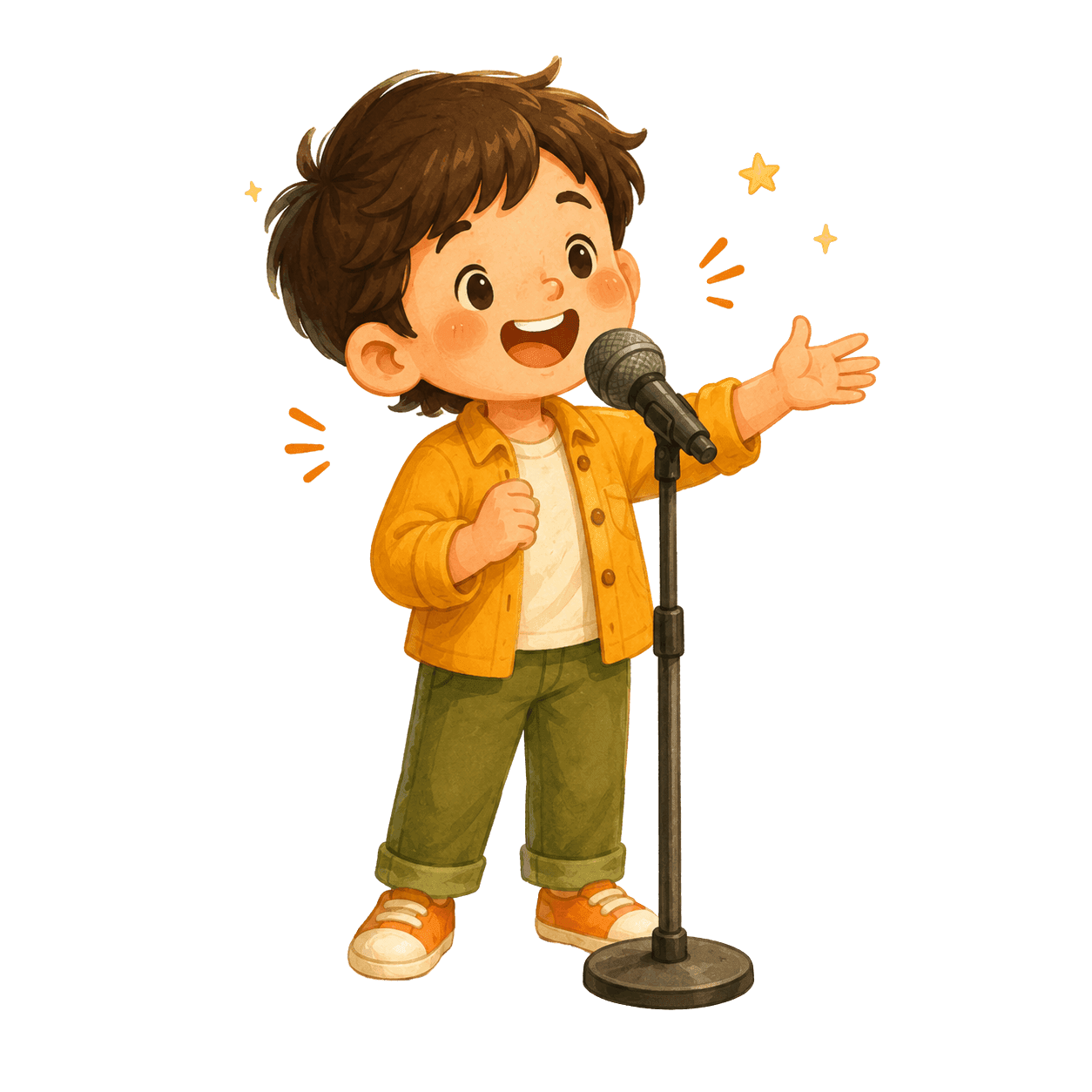 Ilustrasi anak belajar public speaking